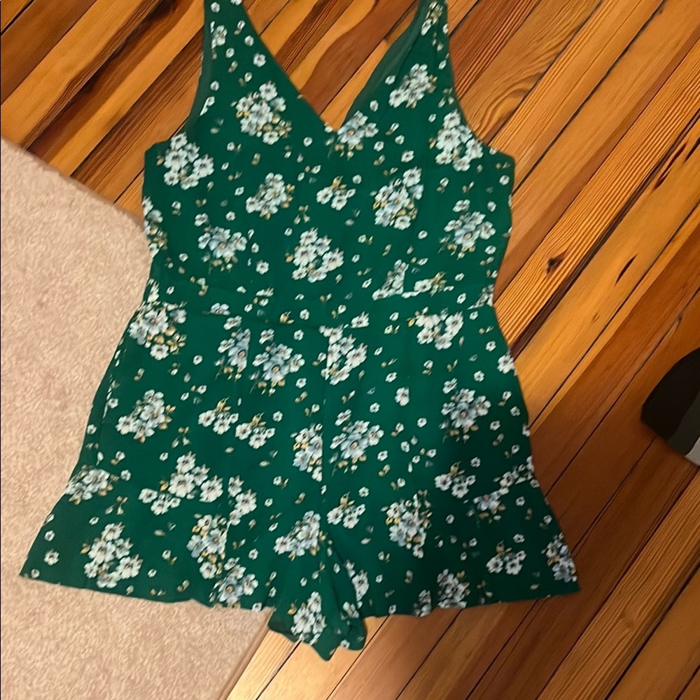 Floral Green Sleeveless romper